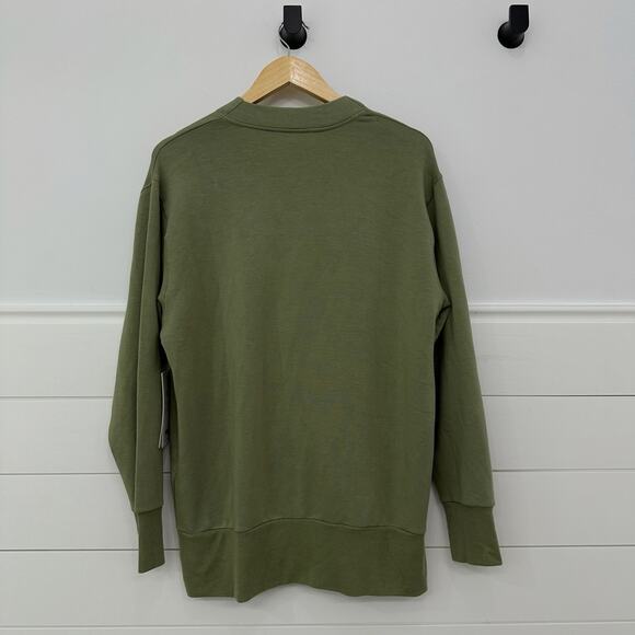 NWT! Athleta Purana V Neck Sweatshirt Eucalyptus Olive Size M - Picture 5 of 7